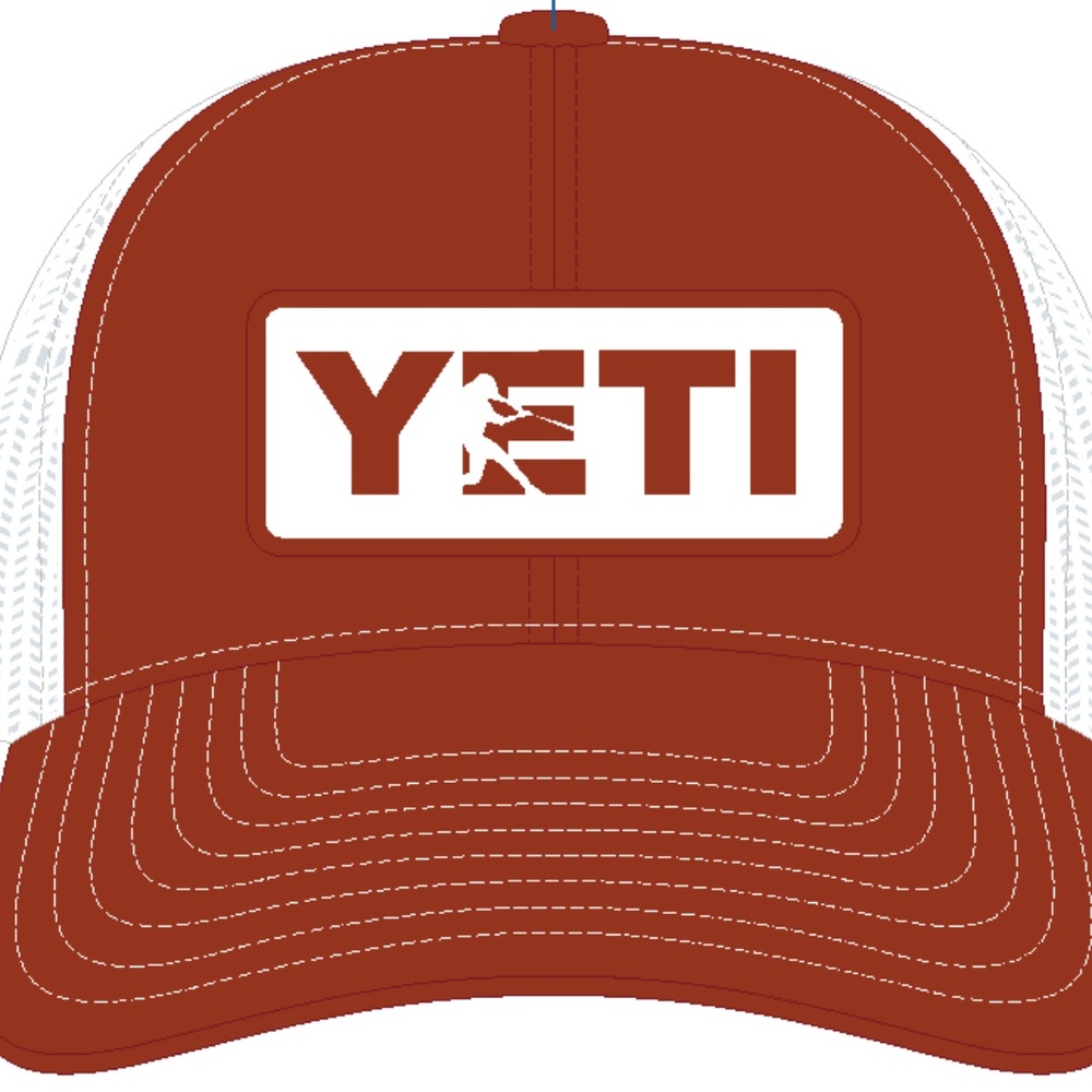 YETI Batter Trucker Hat Texas Orange with Badge